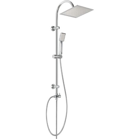 INVENA Colonne De Douche Sans Mitigeur Chrome Carré Système Douche Avec Douchette Set