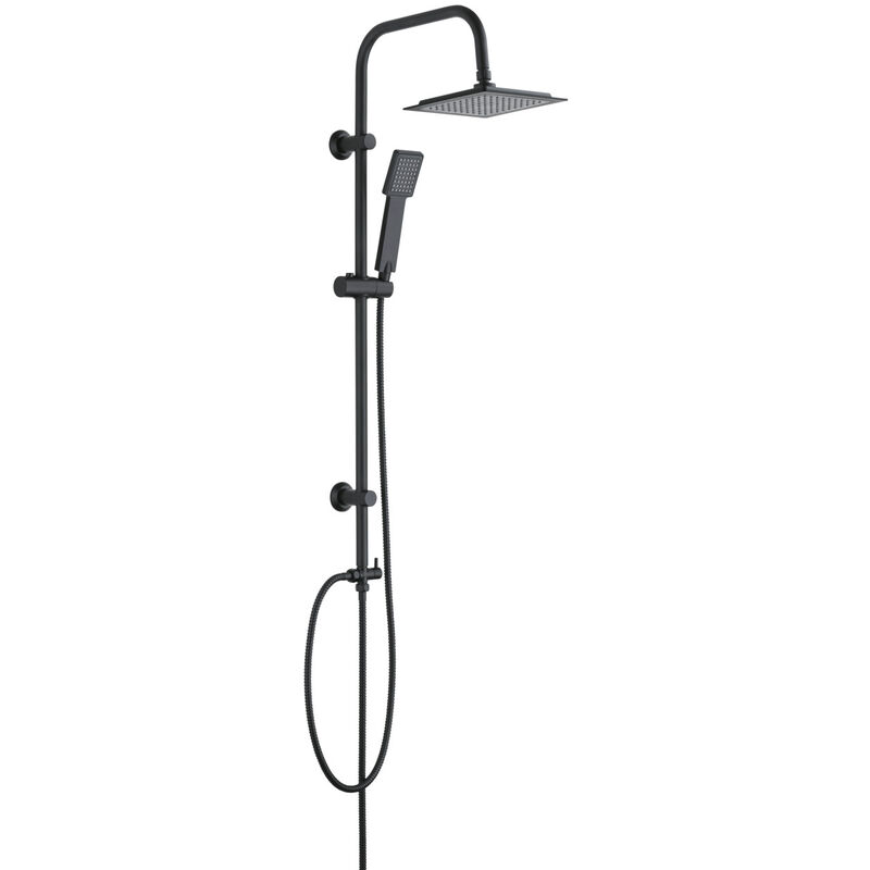 Colonne de douche sans robinet Cuadro Wenko Barre de douche en acier inoxydable avec tête de douche (20x20 cm) et douchette à main effet pluie,