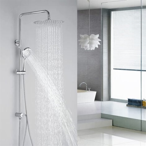 Colonne de Douche sans Robinetterie Ensemble de Douche SS304 Chromé Pommeau de Douche 12 Pouces Kit de Douche Anti-Calcaire