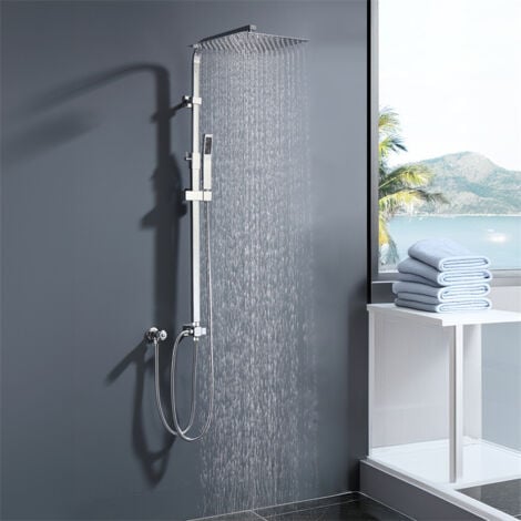 OHPA Colonne de Douche sans robinetterie - Ubeegol - Ensemble de douche en acier inoxydable,Pas besoin de percer une deuxième fois,Hauteur réglable,Douchette à main et Pommeau de Douche Carrée 30x30cm