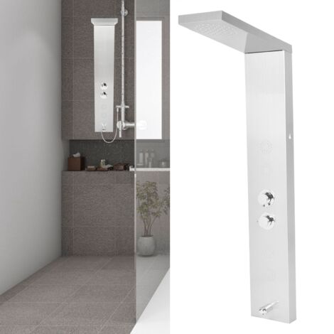 Colonne de Douche Set G1/2 en Acier Inoxydable Brushed Système de Douche Luxe avec Pommeau de Douche Pluie et Douchette