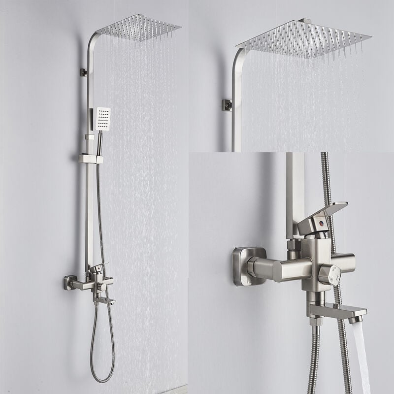 Suguword - Colonne de Douche Système de Douche Étagère Douche Set kit de Douche Murale Solide,Hauteur Réglable,Ensemble de Douche avec Douchette et