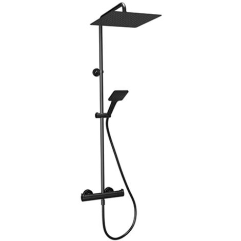 Colonne de douche thermo pomme carre 25 chrome noir brosse - CRISTINA ONDYNA OG47675