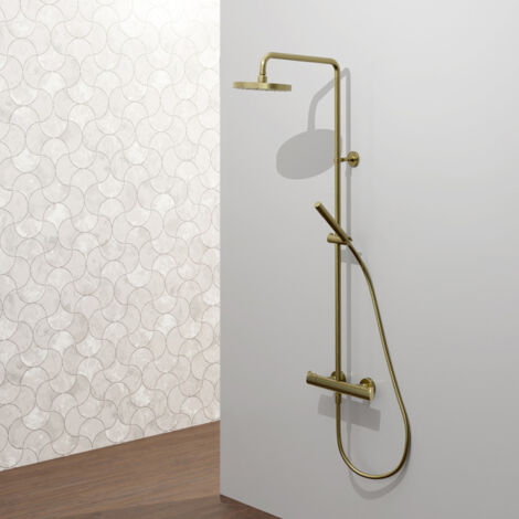 Colonne de douche thermo pomme rond 25 vieux bronze mat - CRISTINA ONDYNA OG48893