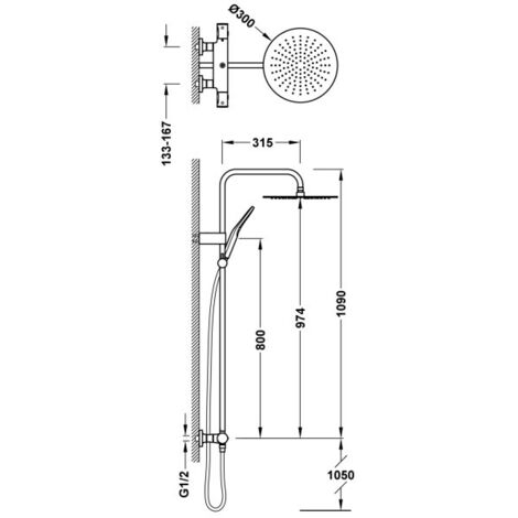 Colonne de douche thermostatique 2 voies Noir bronze - TRES 19039314KMB
