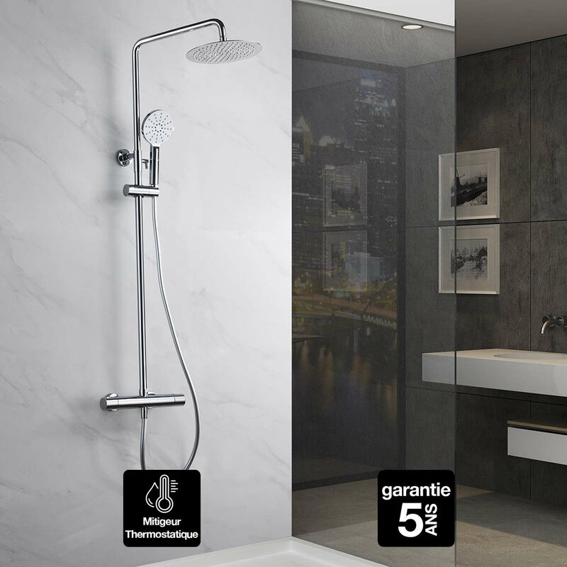 Colonne de Douche anti-calcaire Thermostatique Chrome imex amsterdam GTAM015