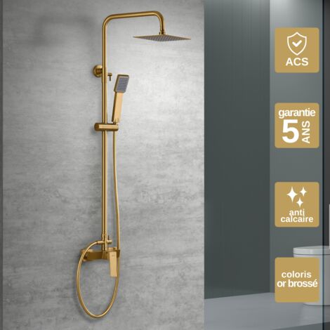 Colonne de douche thermostatique anti-calcaire – Corps en laiton – Flexible 150 cm – Mitigeur monocommande – Débit 12 l/min – Imex Products