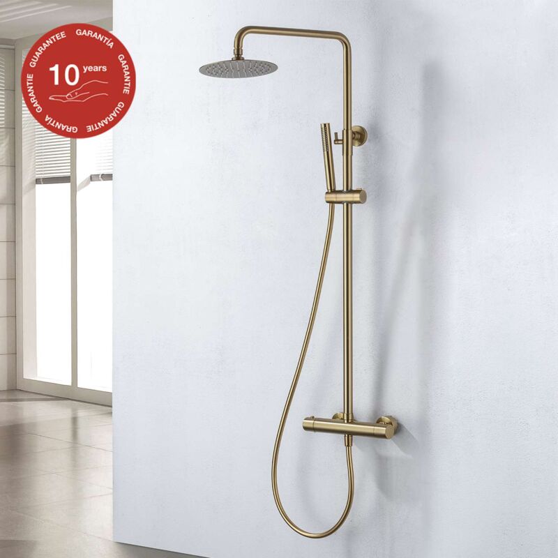 Colonne de douche thermostatique avec barre extensible sky bath or brossé Inox S304 série supreme