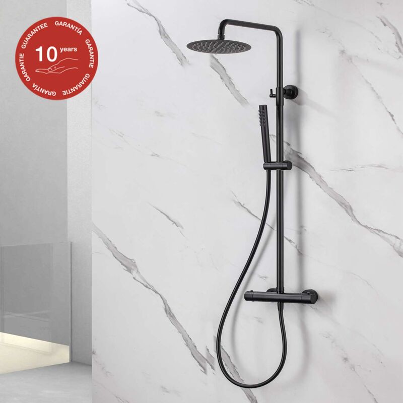 Colonne de douche thermostatique avec barre extensible sky bath noir mat Inox S304 série supreme