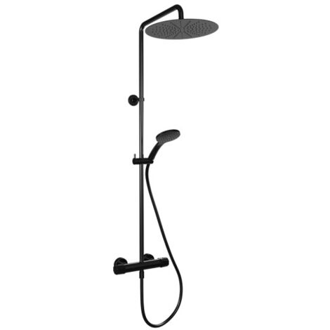 Colonne de douche thermostatique Chromé Noir Brossé Fractal - CRISTINA ONDYNA FT44875