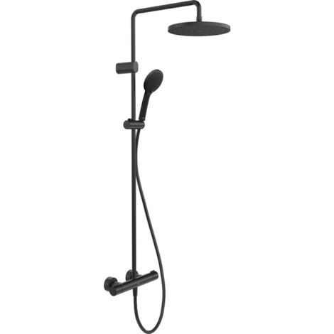 Colonne De Douche Design Noir Mat – Mural, Double Seuil, 140 Cm