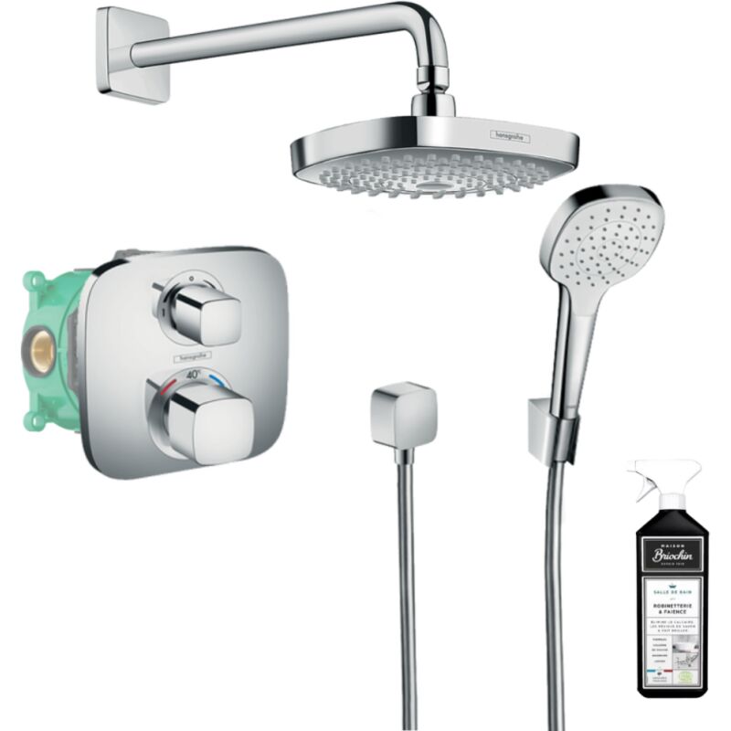 Hansgrohe - Colonne de douche thermostatique encastrée Croma Select e + nettoyant Briochin