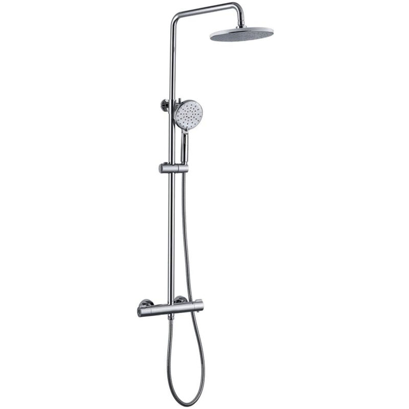 Colonne de Douche Thermostatique - Ensemble de Douche Chromé - Système de Douche Mitigeur en Laiton - Kit de Douche Réglable