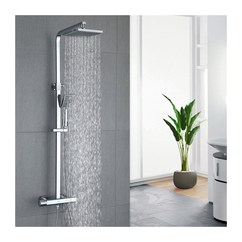 Ohpa - Colonne de Douche Thermostatique Ensemble thermostatique Ensemble de Douche Corps en Laiton Système de Douche Chrome Hauteur Réglable Mitigeur