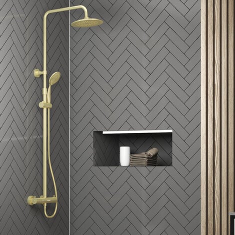 AURLANE Thermostatique finition Or Doré Brossé - 133x26x52 cm - MOLLY GOLD