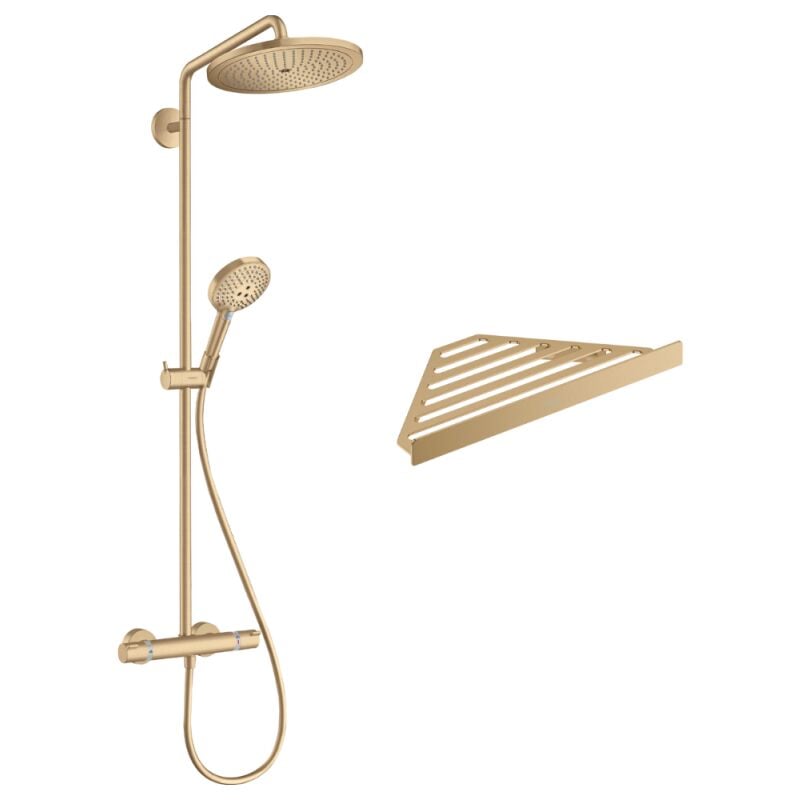 Colonne de douche thermostatique Hansgrohe Croma Select s 280 bronze brossé + tablette AddStoris