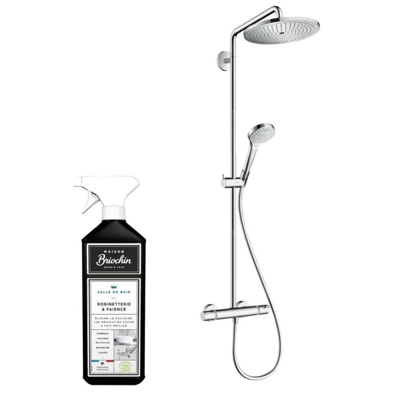 Colonne de douche thermostatique Hansgrohe Croma Select s 280 EcoSmart chromée + nettoyant Briochin