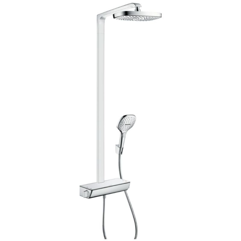 Colonne de douche thermostatique Hansgrohe Raindance Select e 300 EcoSmart chromé + tablette AddStoris