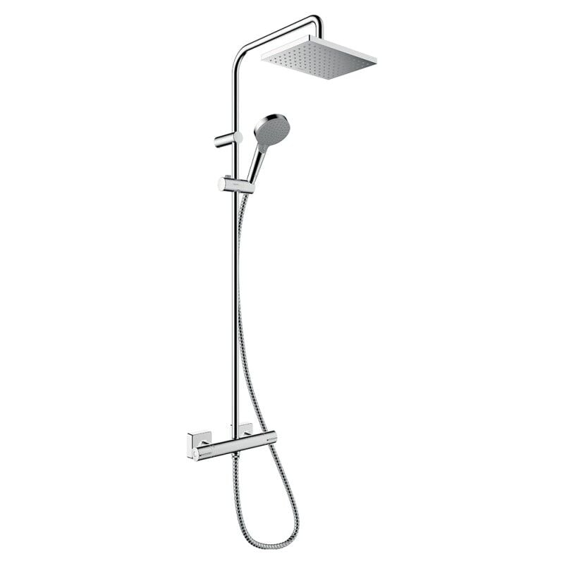 Colonne de douche thermostatique Hansgrohe Vernis Shape 230 Green chromé + tablette AddStoris