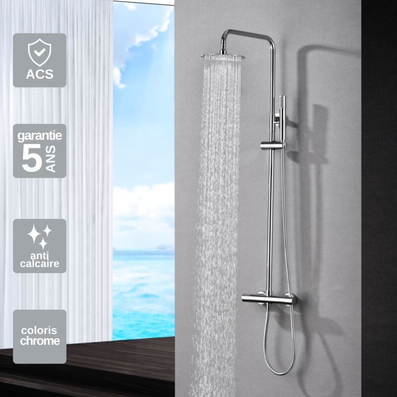 Colonne de Douche Thermostatique anti-calcaire Chrome imex monza BTM039