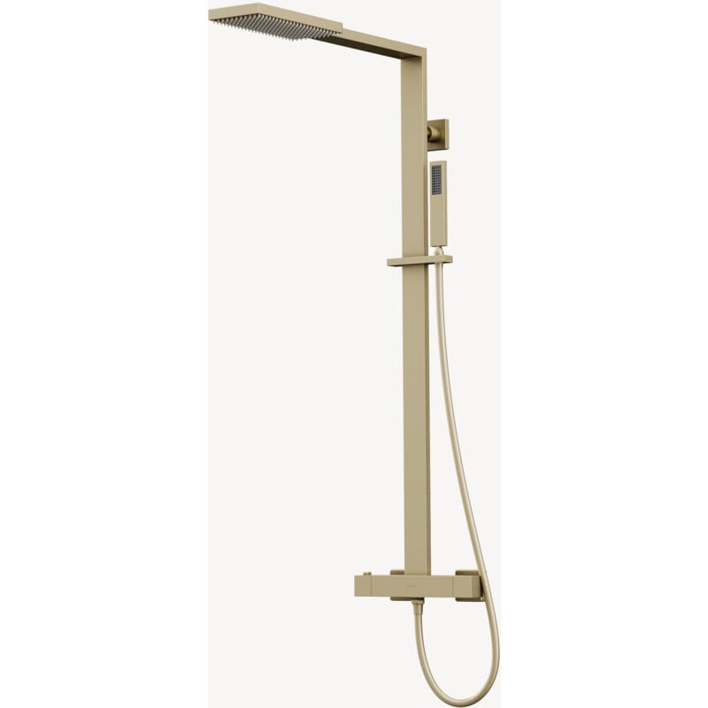 Kroos ® - Colonne de douche thermostatique moderne Doré brossé - Sirius