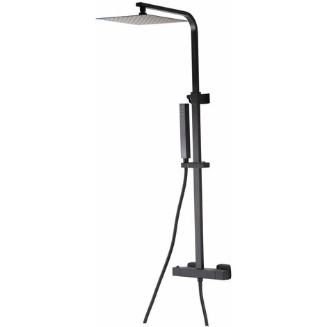 Colonne de douche thermostatique NILA noir mat 20 cm x 20 cm