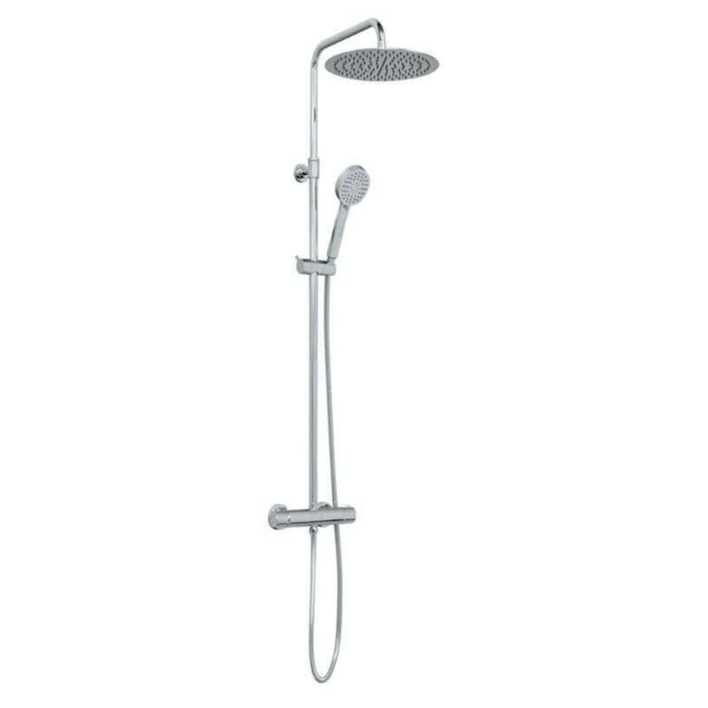 Colonne de douche thermostatique en inox chromé - indo - avec pommeau de douche - salle de bain