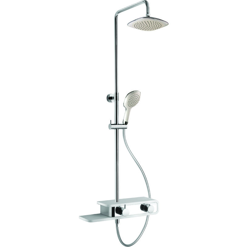 Colonne de douche thermostatique Pad avec système tablette finition Chrome/Blanc