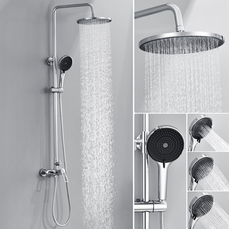 Colonne de Douche Chromé Cecipa max Ensemble de Douche Hauteur Réglable - Colonne de Douche Mécanique avec Douchette + Pommeau de Douche à Pluie
