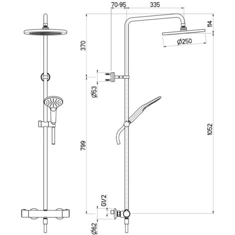 Colonne de douche thermostatique THETA Confort 250 chromé - Cristina Ondyna