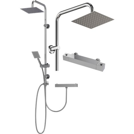 Colonne de Douche Thermostatique TUGELA Granitan avec Mitigeur Thermostatique et Douche de Pluie Ø20 cm - Chrome