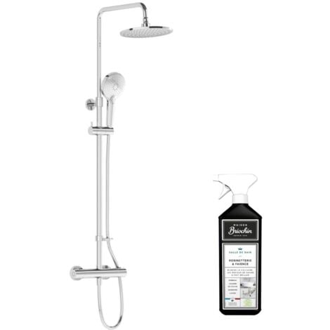 Vitra AQUAHEAT JOY Colonne de douche thermostatique, tête de douche XXL 220 mm + Douchette 3 jets, Chrome (A47200EXP)