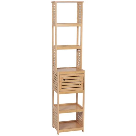 Colonne de rangement bambou et mdf 1 porte - trinidad - Tendance