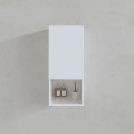 colonne de rangement blanche - porte et niche - 35x80x32.5 cm