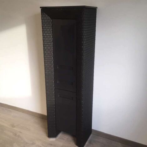 Colonne de rangement Charleston Noir Cendre - 170 cm - salle de bain