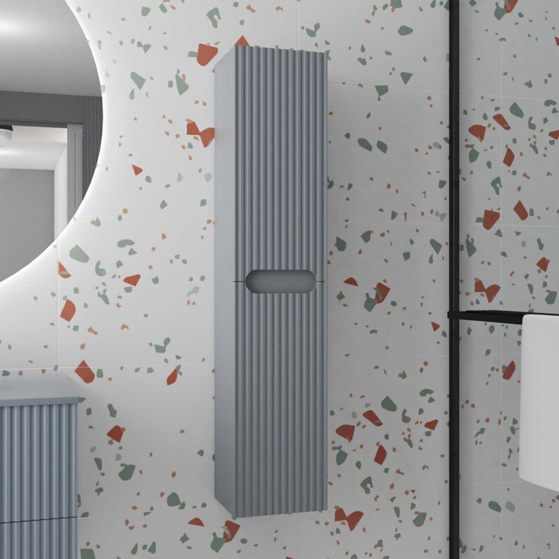 Aurlane - Colonne de rangement Gris Suspendu - Hauteur 120 cm - 2 Portes - leon