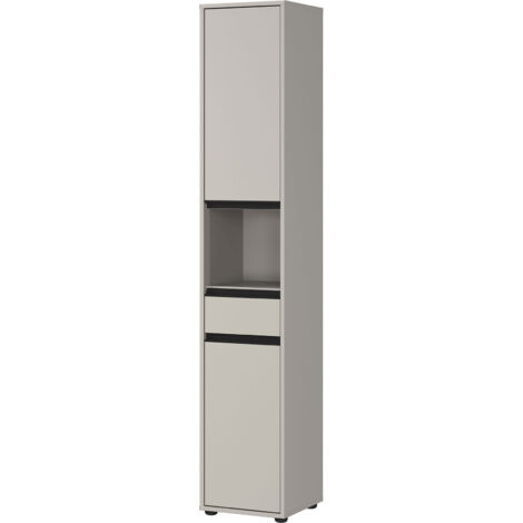 Colonne de salle de bain 2 portes 33x34x121 cm gris clair - LEMONE