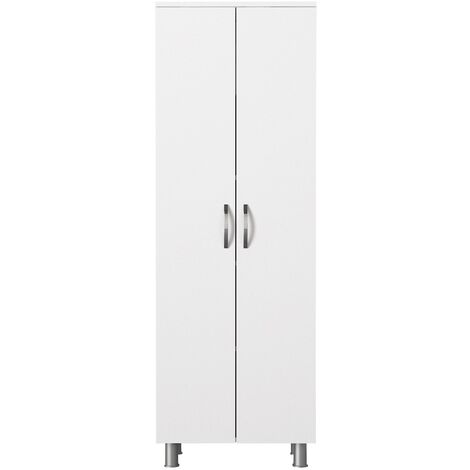 Colonne de salle de bain 2 portes bois blanc 59.4cm