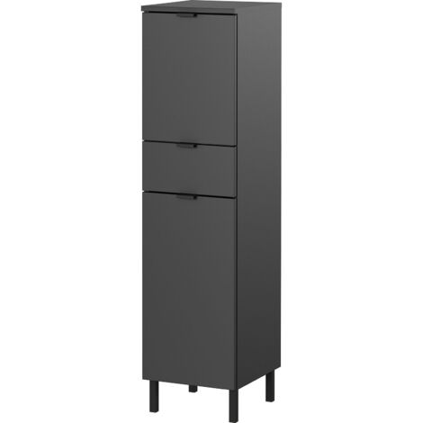 Colonne de salle de bain 2 portes et 1 tiroir 30x34x120 cm gris foncé