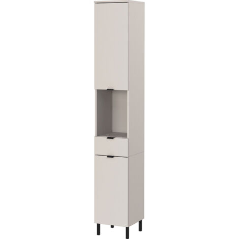 Colonne de salle de bain 2 portes et 1 tiroir 30x34x190 cm écru