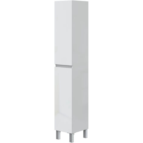 Colonne de salle de bain avec 2 portes sans poignée coloris blanc - Longueur 30 x Profondeur 35 x Hauteur 182 cm