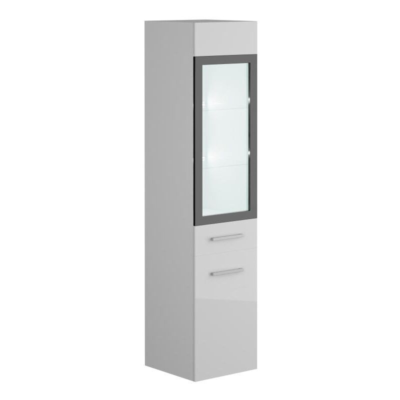 Colonne de salle de bain avec Leds blanches - Coloris blanc - L30 x l30 x H132 cm - laurine ii