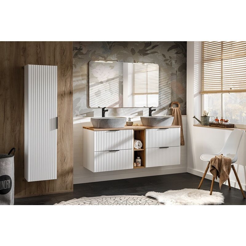 Colonne de salle de bain - Blanc - L35-H140-P25 - mona white - Blanc