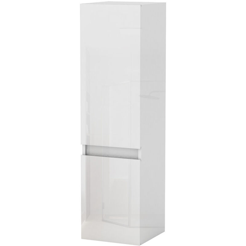 Colonne de salle de bain Brillant + 2 Porte, avec compartiment, 30 x 30 x 110 cm, Blanc