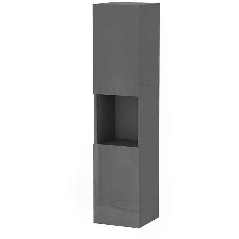 Colonne de salle de bain Brillant + 2 Porte, avec compartiment, 30 x 30 x 131.5 cm, Anthracite