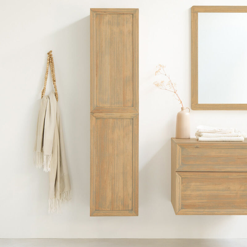 Colonne de salle de bain en hévéa massif suspendue