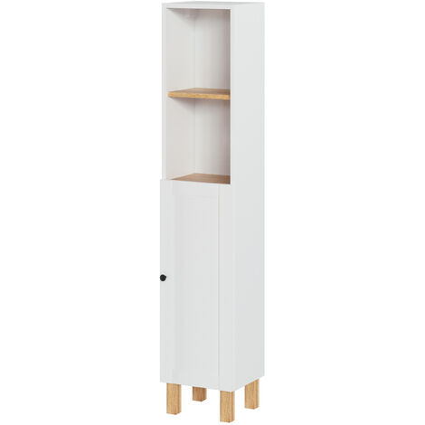 Colonne de salle de bain en mélamine coloris blanc mat - Longueur 30 x profondeur 27 x Hauteur 140 cm -PEGANE-