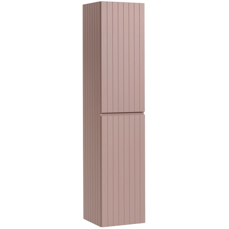 Meublorama - Colonne de salle de bain icon 160 cm – 2 portes – Finition rose poudré – Meuble suspendu moderne