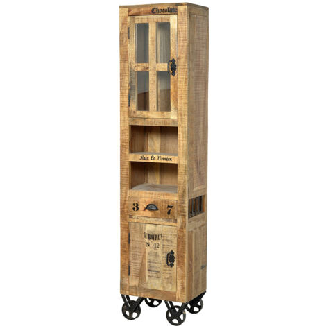 Colonne de salle de bain industrielle en bois de manguier massif Mystic