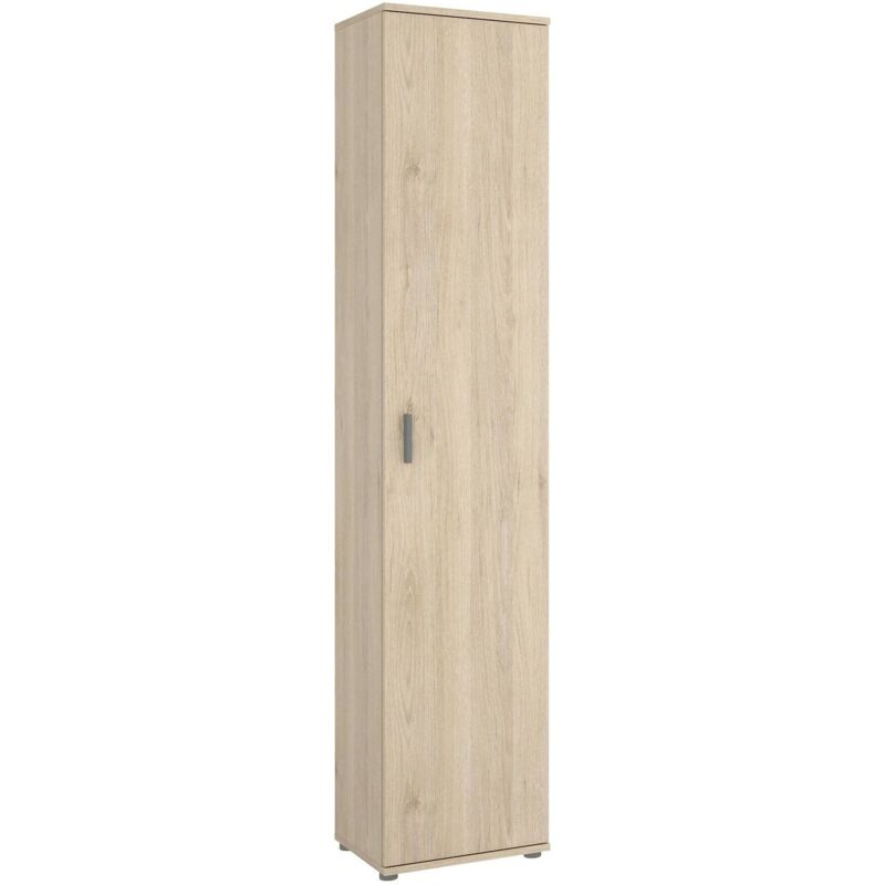 Dmora - Colonne de salle de bain Lagalb, Unité murale de salle de bain, Armoire polyvalente haute avec 1 porte, 39x35h190 cm, Chêne, avec emballage